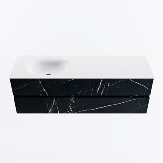 Mondiaz VICA 150cm badmeubel onderkast Marquina 2 lades. Wastafel MOON links zonder kraangat, kleur Talc.