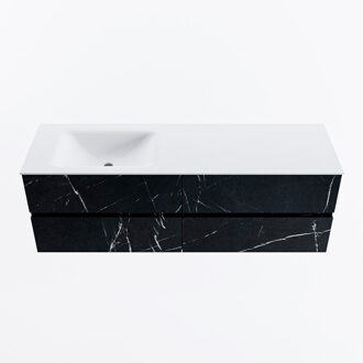 Mondiaz VICA 150cm badmeubel onderkast Marquina 4 lades. Wastafel CLOUD links 1 kraangat, kleur Talc.