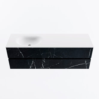 Mondiaz VICA 150cm badmeubel onderkast Marquina 4 lades. Wastafel MOON links 1 kraangat, kleur Talc.