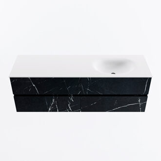 Mondiaz VICA 150cm badmeubel onderkast Marquina 4 lades. Wastafel MOON rechts 1 kraangat, kleur Talc.