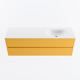 Mondiaz VICA 150cm badmeubel onderkast Ocher 2 lades. Wastafel MOON rechts 1 kraangat, kleur Talc.