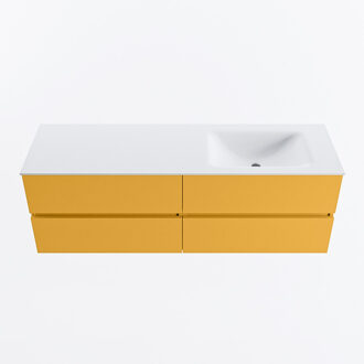 Mondiaz VICA 150cm badmeubel onderkast Ocher 4 lades. Wastafel CLOUD rechts 1 kraangat, kleur Talc.