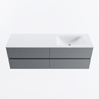 Mondiaz VICA 150cm badmeubel onderkast Plata 4 lades. Wastafel CLOUD rechts zonder kraangat, kleur Talc.