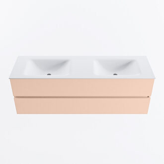 Mondiaz VICA 150cm badmeubel onderkast Rosee 2 lades. Wastafel CLOUD dubbel 2 kraangaten, kleur Talc.