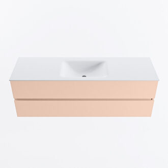 Mondiaz VICA 150cm badmeubel onderkast Rosee 2 lades. Wastafel CLOUD midden 1 kraangat, kleur Talc.