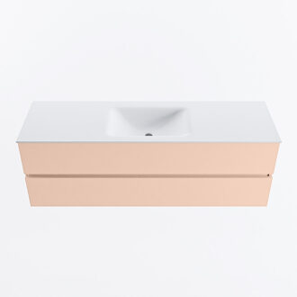 Mondiaz VICA 150cm badmeubel onderkast Rosee 2 lades. Wastafel CLOUD midden zonder kraangat, kleur Talc.