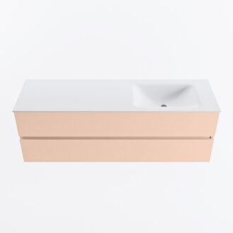 Mondiaz VICA 150cm badmeubel onderkast Rosee 2 lades. Wastafel CLOUD rechts 1 kraangat, kleur Talc.