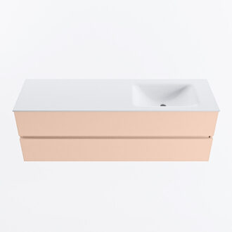 Mondiaz VICA 150cm badmeubel onderkast Rosee 2 lades. Wastafel CLOUD rechts zonder kraangat, kleur Talc.