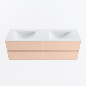 Mondiaz VICA 150cm badmeubel onderkast Rosee 4 lades. Wastafel CLOUD dubbel 2 kraangaten, kleur Talc.