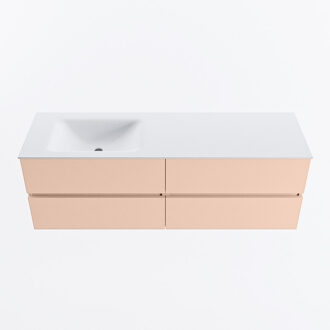 Mondiaz VICA 150cm badmeubel onderkast Rosee 4 lades. Wastafel CLOUD links 1 kraangat, kleur Talc.