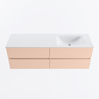 Mondiaz VICA 150cm badmeubel onderkast Rosee 4 lades. Wastafel CLOUD rechts 1 kraangat, kleur Talc.