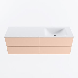 Mondiaz VICA 150cm badmeubel onderkast Rosee 4 lades. Wastafel CLOUD rechts zonder kraangat, kleur Talc.