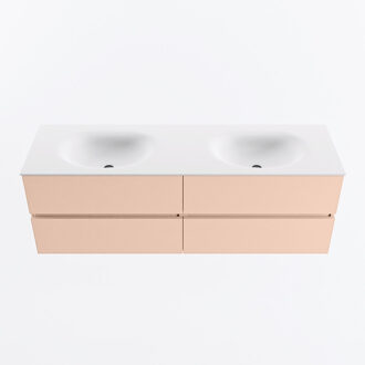 Mondiaz VICA 150cm badmeubel onderkast Rosee 4 lades. Wastafel MOON dubbel zonder kraangat, kleur Talc.