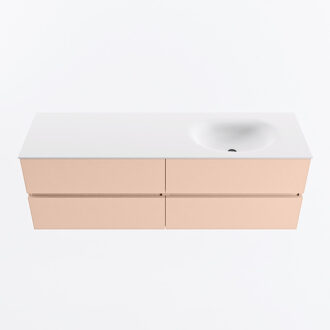 Mondiaz VICA 150cm badmeubel onderkast Rosee 4 lades. Wastafel MOON rechts zonder kraangat, kleur Talc.