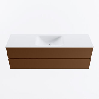 Mondiaz VICA 150cm badmeubel onderkast Rust 2 lades. Wastafel CLOUD midden zonder kraangat, kleur Talc.