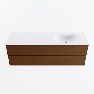 Mondiaz VICA 150cm badmeubel onderkast Rust 4 lades. Wastafel MOON rechts 1 kraangat, kleur Talc.