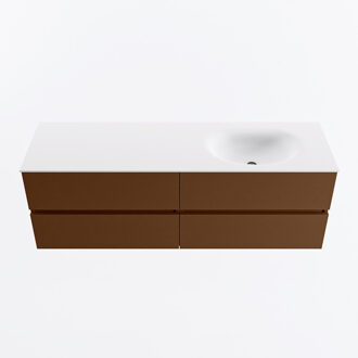 Mondiaz VICA 150cm badmeubel onderkast Rust 4 lades. Wastafel MOON rechts zonder kraangat, kleur Talc.