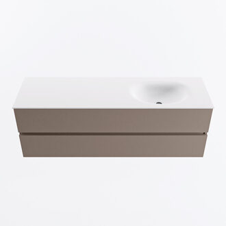 Mondiaz VICA 150cm badmeubel onderkast Smoke 2 lades. Wastafel MOON rechts 1 kraangat, kleur Talc.