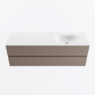 Mondiaz VICA 150cm badmeubel onderkast Smoke 2 lades. Wastafel MOON rechts zonder kraangat, kleur Talc.