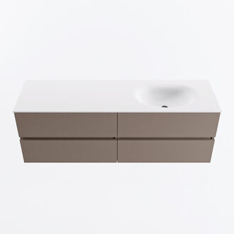 Mondiaz VICA 150cm badmeubel onderkast Smoke 4 lades. Wastafel MOON rechts 1 kraangat, kleur Talc.