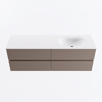 Mondiaz VICA 150cm badmeubel onderkast Smoke 4 lades. Wastafel MOON rechts zonder kraangat, kleur Talc.