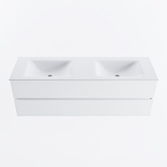 Mondiaz VICA 150cm badmeubel onderkast Talc 2 lades. Wastafel CLOUD dubbel 2 kraangaten, kleur Talc.