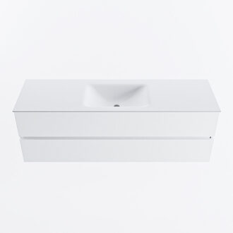 Mondiaz VICA 150cm badmeubel onderkast Talc 2 lades. Wastafel CLOUD midden 1 kraangat, kleur Talc.