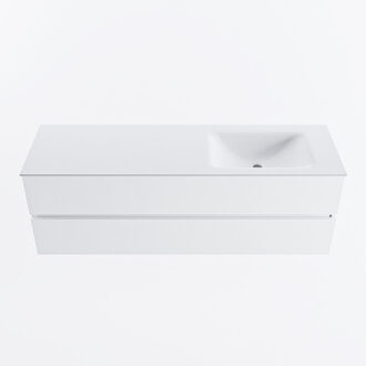 Mondiaz VICA 150cm badmeubel onderkast Talc 2 lades. Wastafel CLOUD rechts zonder kraangat, kleur Talc.