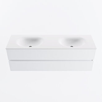 Mondiaz VICA 150cm badmeubel onderkast Talc 2 lades. Wastafel MOON dubbel 2 kraangaten, kleur Talc.