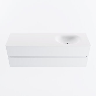 Mondiaz VICA 150cm badmeubel onderkast Talc 2 lades. Wastafel MOON rechts 1 kraangat, kleur Talc.