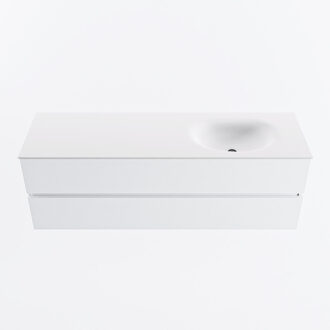 Mondiaz VICA 150cm badmeubel onderkast Talc 2 lades. Wastafel MOON rechts zonder kraangat, kleur Talc.