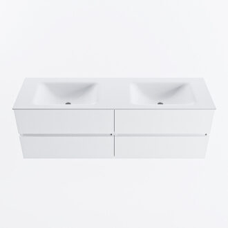 Mondiaz VICA 150cm badmeubel onderkast Talc 4 lades. Wastafel CLOUD dubbel 2 kraangaten, kleur Talc.