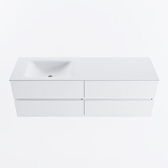Mondiaz VICA 150cm badmeubel onderkast Talc 4 lades. Wastafel CLOUD links 1 kraangat, kleur Talc.