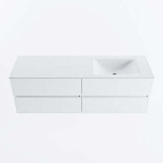 Mondiaz VICA 150cm badmeubel onderkast Talc 4 lades. Wastafel CLOUD rechts 1 kraangat, kleur Talc.