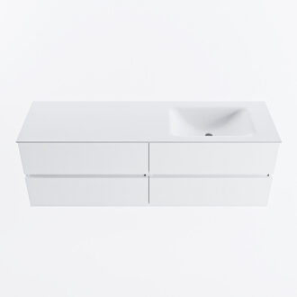 Mondiaz VICA 150cm badmeubel onderkast Talc 4 lades. Wastafel CLOUD rechts zonder kraangat, kleur Talc.