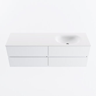 Mondiaz VICA 150cm badmeubel onderkast Talc 4 lades. Wastafel MOON rechts 1 kraangat, kleur Talc.