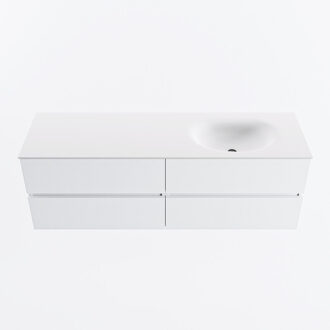 Mondiaz VICA 150cm badmeubel onderkast Talc 4 lades. Wastafel MOON rechts zonder kraangat, kleur Talc.