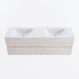 Mondiaz VICA 150cm badmeubel onderkast Underlayment 2 lades. Wastafel CLOUD dubbel 2 kraangaten, kleur Talc.