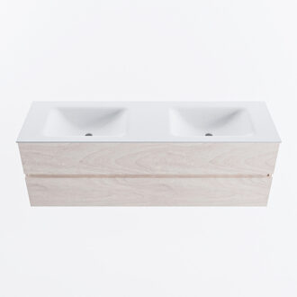 Mondiaz VICA 150cm badmeubel onderkast Underlayment 2 lades. Wastafel CLOUD dubbel zonder kraangat, kleur Talc.
