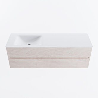 Mondiaz VICA 150cm badmeubel onderkast Underlayment 2 lades. Wastafel CLOUD links zonder kraangat, kleur Talc.