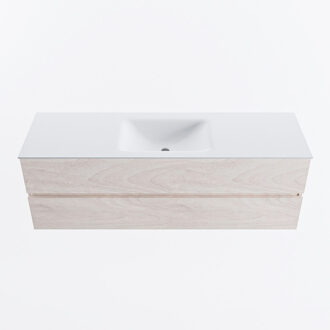 Mondiaz VICA 150cm badmeubel onderkast Underlayment 2 lades. Wastafel CLOUD midden zonder kraangat, kleur Talc.
