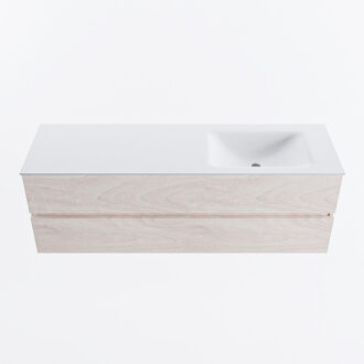 Mondiaz VICA 150cm badmeubel onderkast Underlayment 2 lades. Wastafel CLOUD rechts zonder kraangat, kleur Talc.