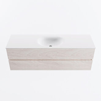 Mondiaz VICA 150cm badmeubel onderkast Underlayment 2 lades. Wastafel MOON midden zonder kraangat, kleur Talc.