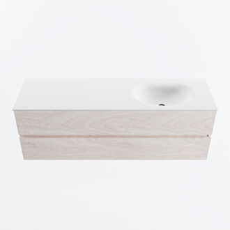 Mondiaz VICA 150cm badmeubel onderkast Underlayment 2 lades. Wastafel MOON rechts zonder kraangat, kleur Talc.