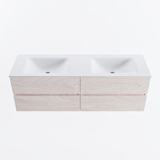 Mondiaz VICA 150cm badmeubel onderkast Underlayment 4 lades. Wastafel CLOUD dubbel 2 kraangaten, kleur Talc.