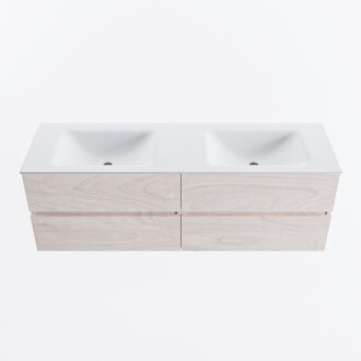 Mondiaz VICA 150cm badmeubel onderkast Underlayment 4 lades. Wastafel CLOUD dubbel zonder kraangat, kleur Talc.