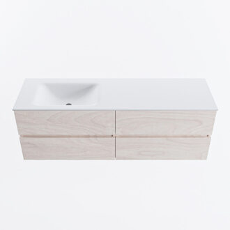 Mondiaz VICA 150cm badmeubel onderkast Underlayment 4 lades. Wastafel CLOUD links 1 kraangat, kleur Talc.