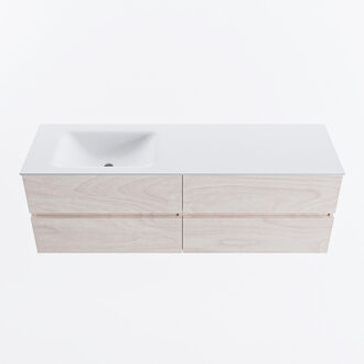 Mondiaz VICA 150cm badmeubel onderkast Underlayment 4 lades. Wastafel CLOUD links zonder kraangat, kleur Talc.