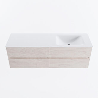 Mondiaz VICA 150cm badmeubel onderkast Underlayment 4 lades. Wastafel CLOUD rechts zonder kraangat, kleur Talc.