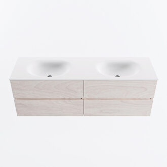 Mondiaz VICA 150cm badmeubel onderkast Underlayment 4 lades. Wastafel MOON dubbel 2 kraangaten, kleur Talc.